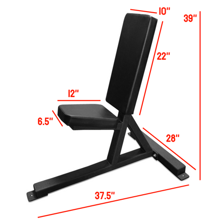 Tricep Seat with labeled dimensions 