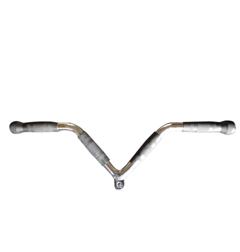 Single metal pipes forming a V shape for gym use, set against a clean white background.